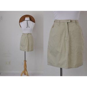 Vintage 00s Beige Cotton High Waisted Mini Skirt size 6 |‎ 26 waist